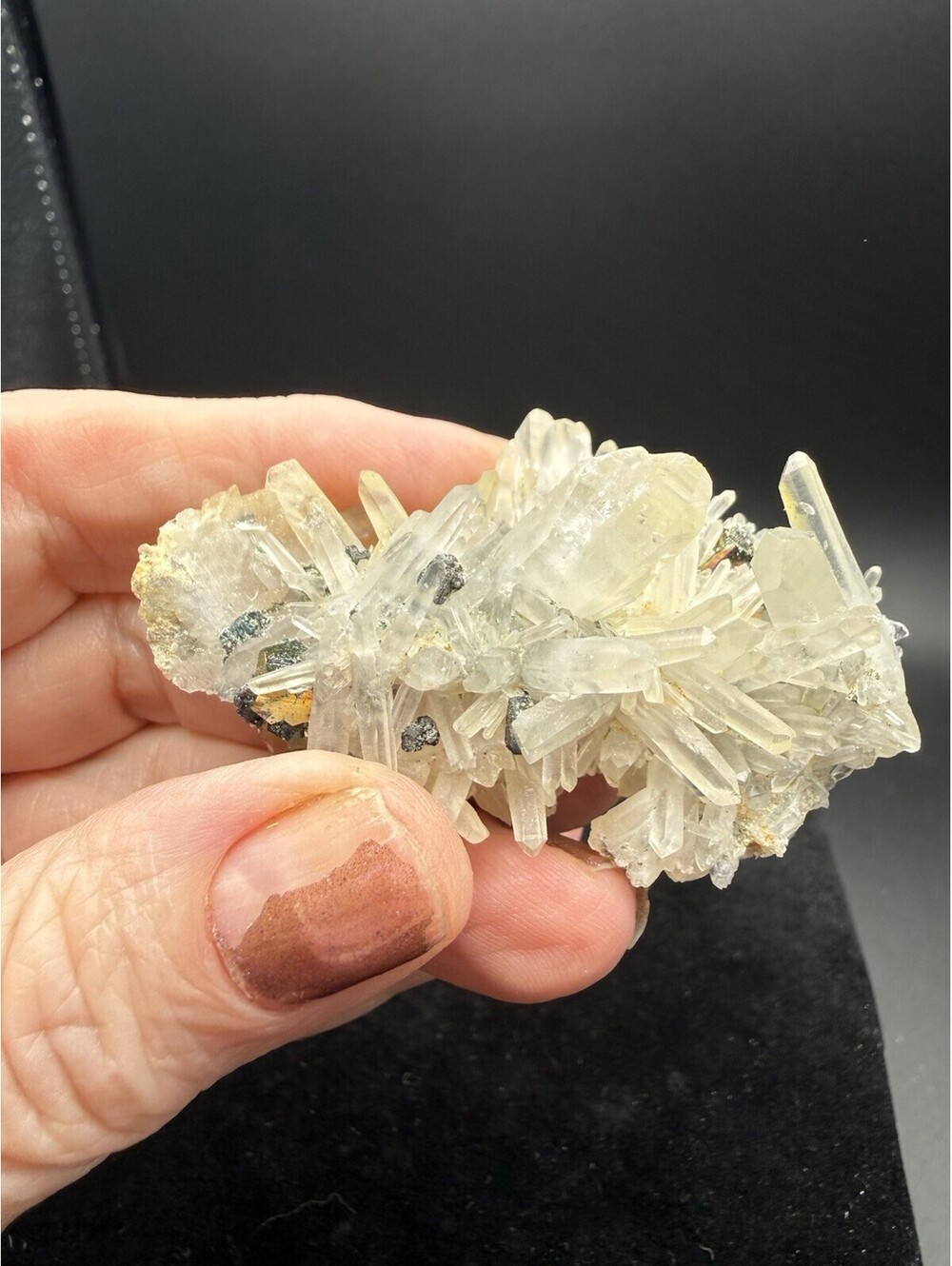 Naturally Iridescent Pyrite with Quartz Indonesia Natural Mineral Specimen